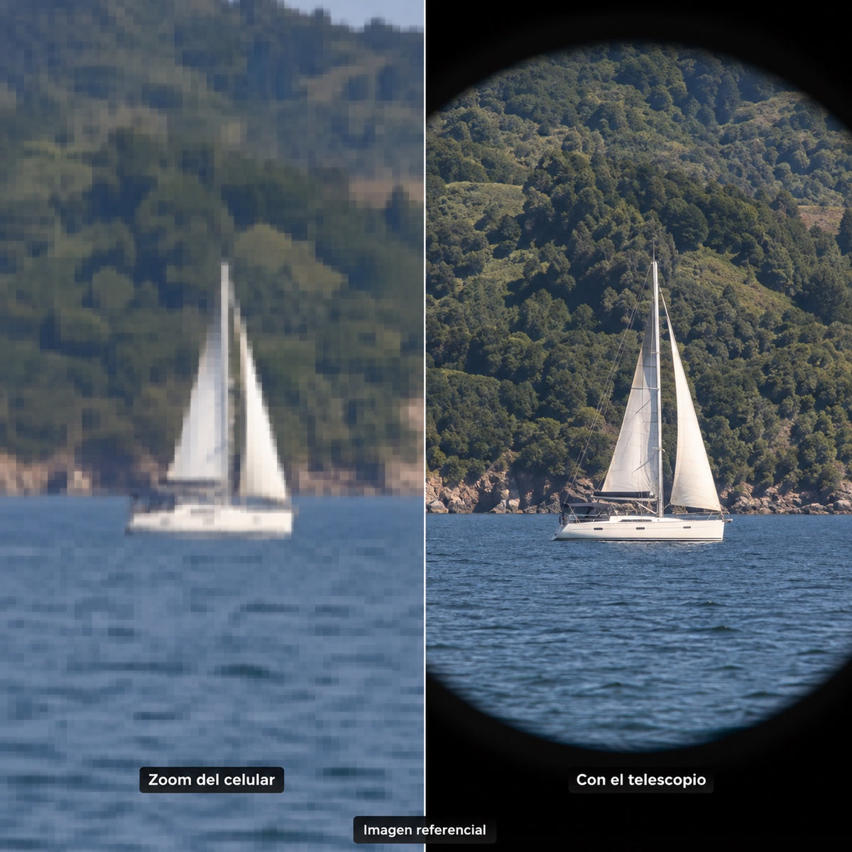 Telescopio vs. zoom del celular